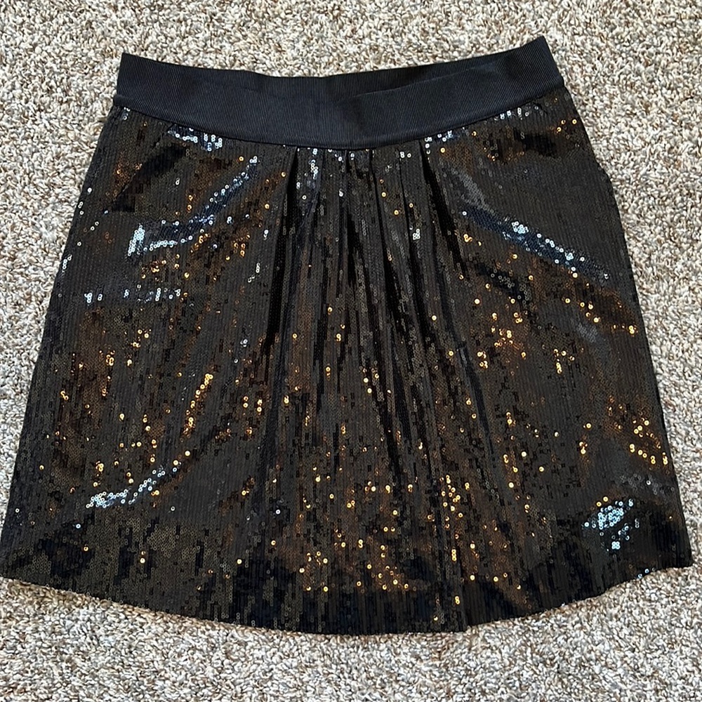 Ann Taylor Black Sequin Skirt NYE glam